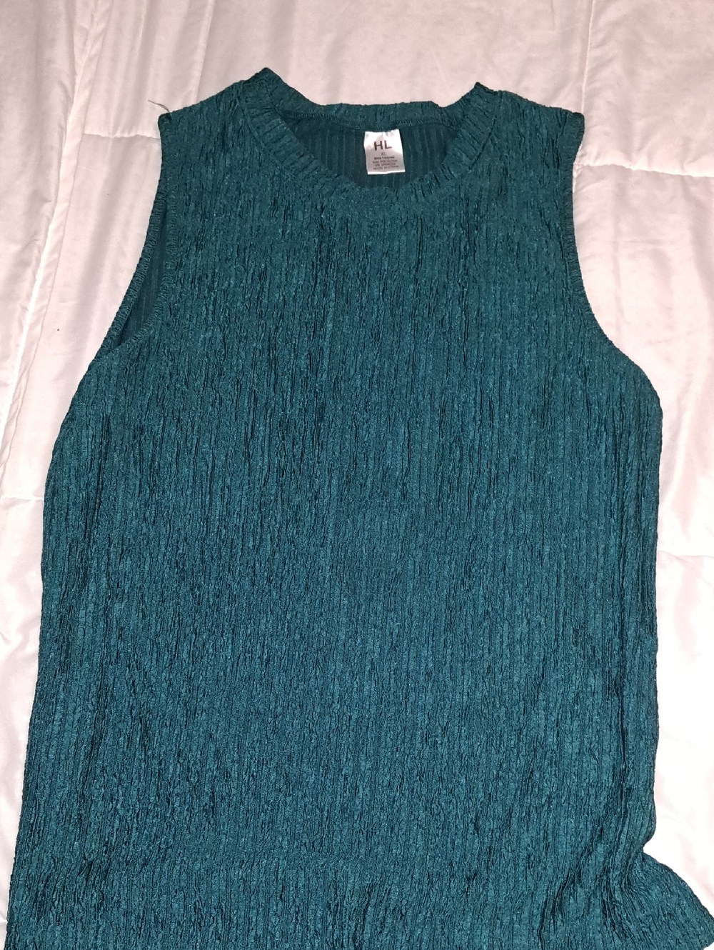 Teal Sleeveless Textured Tank Top - HL